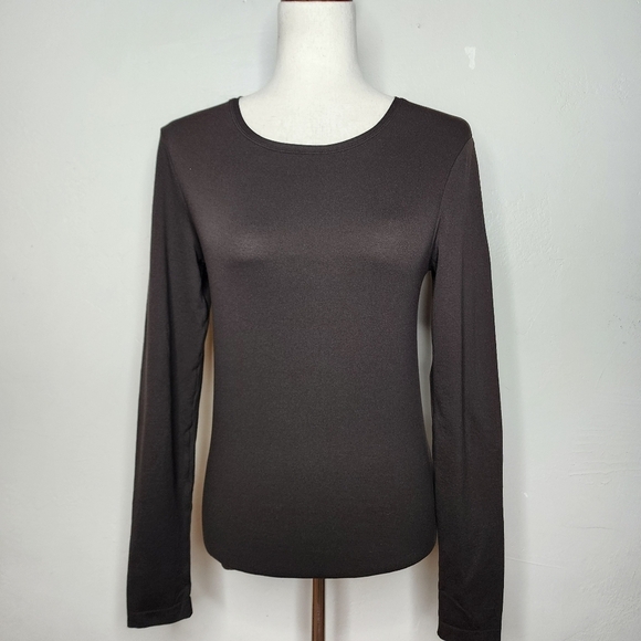 WOLFORD Crew Neck Long Sleeve String Bodysuit in Brown Size Large - Picture 1 of 8